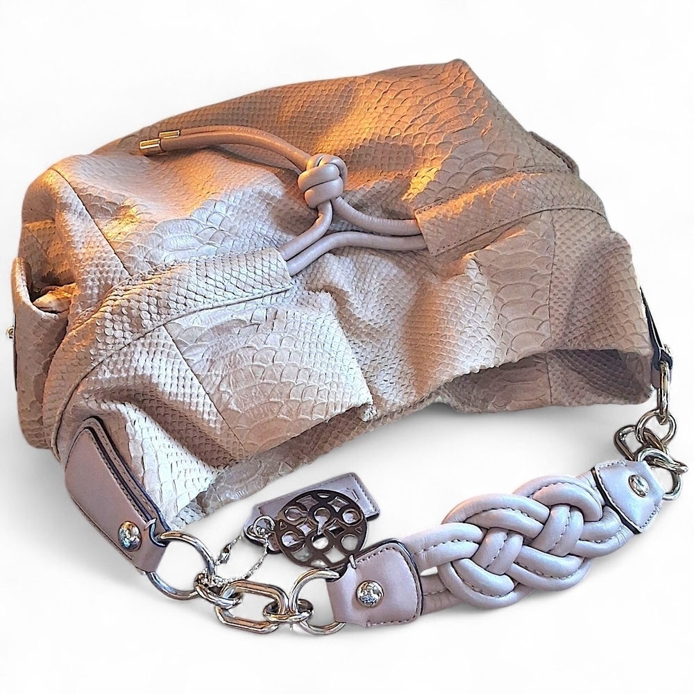 Coach Kristin Python Embossed Leather Drawstring Shoulder Bag 14773 - Picture 16 of 16